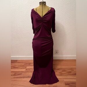 Torrid Red Gown with Plunge Neckline and Dolman Sleeves